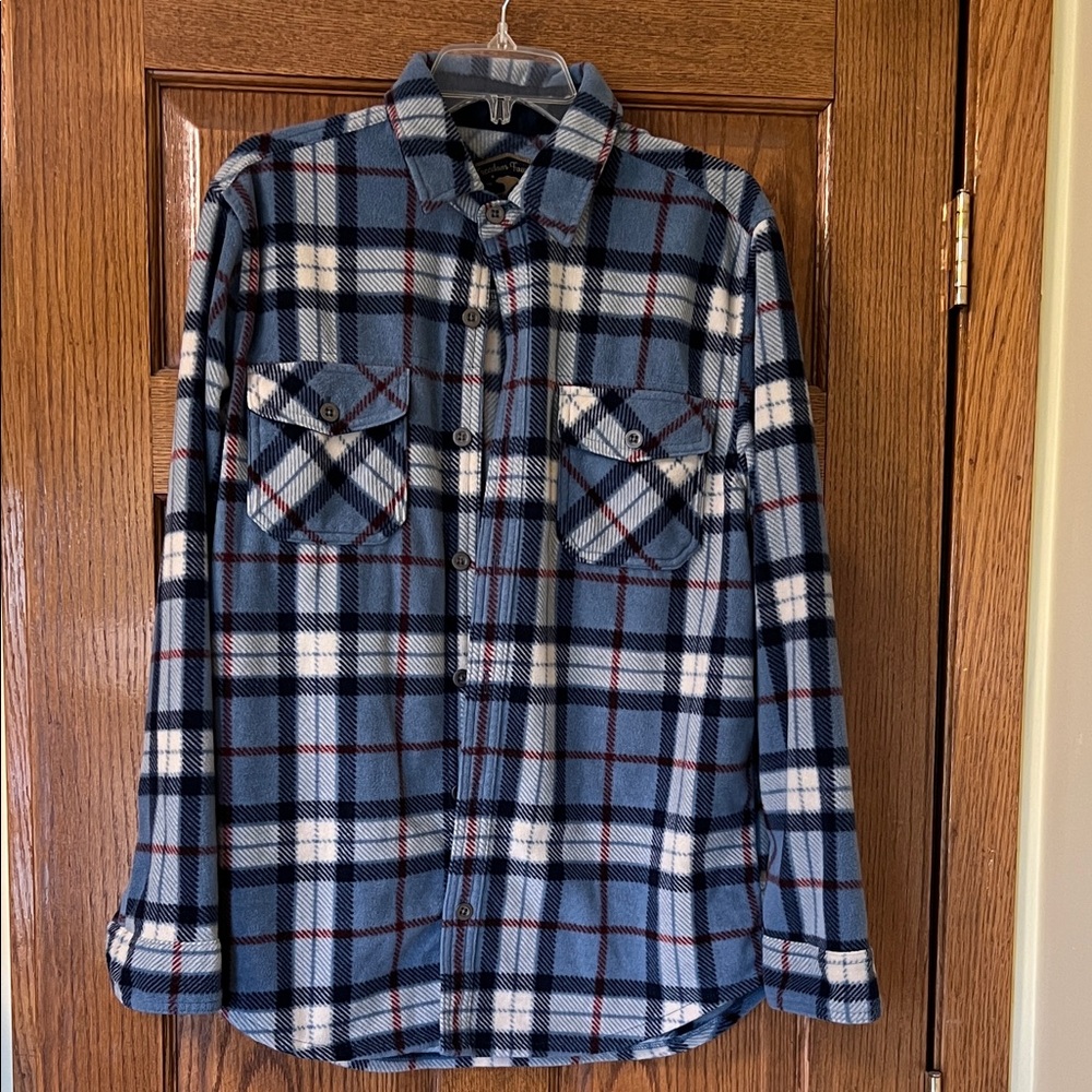 Plaid Button Down Shirt - Blue and White